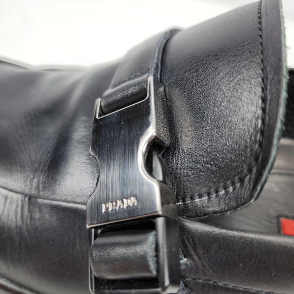 Prada Slip on Black Leather Loafers Shoes Men's Prada Size 7.5 US 8.5 - Picture 6 of 11
